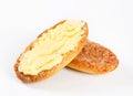 Melba toast with butter Royalty Free Stock Photo