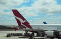 Melbourne airport-plane offloading at terminal Royalty Free Stock Photo