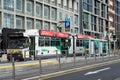 Melbourne B-class tram on Flinders Street in central Melbourne. Royalty Free Stock Photo