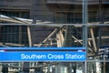 Melbourne, Australia - August 28, 2009: Southern Cross Station entrance sign Royalty Free Stock Photo