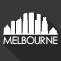 Melbourne Australia Australasian Icon Vector Art Flat Shadow Design Skyline City Silhouette Template Black Background