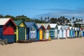 Melbourne, Australia: 12-5-2023: Brighton Beach Bathing Boxes in Melbourne, Australia