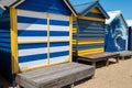 Melbourne, Australia: 12-5-2023: Brighton Beach Bathing Boxes in Melbourne, Australia