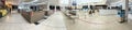 Panoramic view of closed food courts during Covid-19 pandemic