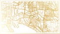 Melbourne Australia City Map in Retro Style in Golden Color. Outline Map