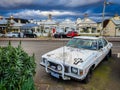 Melbourne, Australia - Classic Australian car Holden HX covered in religious messages