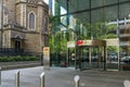 Westpac bank branch building exterior with glass door entrance