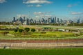 Melbourne, Australia - Flemington racecourse with city skyline in the background Royalty Free Stock Photo