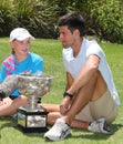 2019 Australian Open champion Novak Djokovic of Serbia posing with Australian Open trophy at Royal Botanic Garden Victoria Royalty Free Stock Photo