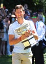 2019 Australian Open champion Novak Djokovic of Serbia posing with Australian Open trophy at Royal Botanic Garden Victoria Royalty Free Stock Photo