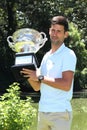 2019 Australian Open champion Novak Djokovic of Serbia posing with Australian Open trophy at Royal Botanic Garden Victoria Royalty Free Stock Photo