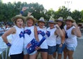 Australian tennis fans support professional tennis player Ashleigh Barty during her quarter-final match at 2019 Australian Open