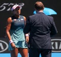 Grand Slam champion Naomi Osaka of Japan during on court interview after her quater-final match at 2019 Australian Open