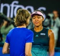 Grand Slam champion Naomi Osaka of Japan during on court interview after her semifinal match at 2019 Australian Open in Melbourne