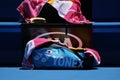 Grand Slam champion Naomi Osaka of Japan uses her custom Yonex tennis racket bag during her round of 16 match at Australian Open