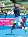 Melbourne, Australia, 2016 January 12: Hyeon Chung of South Korea at an Exhibition and practice match hitting forehand