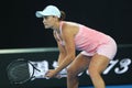 Professional tennis player Ashleigh Barty of Australia in action during her quarter-final match at 2019 Australian Open Royalty Free Stock Photo