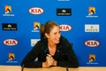 Professional tennis player Johanna Konta of United Kingdom during press conference after quarterfinal match, 2016 Australian Open