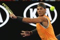 Seventeen times Grand Slam champion Rafael Nadal of Spain in action during his semifinal match at 2019 Australian Open