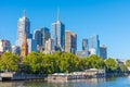 MELBOURNE, AUSTRALIA, JANUARY 1, 2020: Skyline of Melbourne viewed behind Princess bridge, Australia