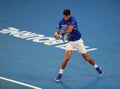 14 time Grand Slam Champion Novak Djokovic in action during his quarter-final match at 2019 Australian Open in Melbourne Park