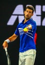 14 time Grand Slam Champion Novak Djokovic in action during his round 4 match at 2019 Australian Open in Melbourne Park