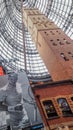 Melbourne Central shot tower with huge advertisment of Roger Federer Royalty Free Stock Photo