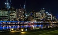 Night view of the Melbourne skyline across Yarra River Royalty Free Stock Photo