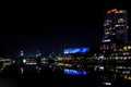 Night view of the Melbourne skyline across the Yarra River to Southbank Promenade Royalty Free Stock Photo