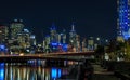 Night view of the Melbourne skyline across Yarra River Royalty Free Stock Photo