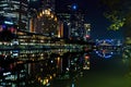 Night view of the Melbourne skyline across the Yarra River Royalty Free Stock Photo