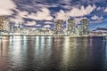 Melbourne, Australia. Night skyline from New Quay Promenade. Cit Royalty Free Stock Photo