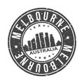 Melbourne Australia Oceania Stamp Logo Icon Symbol Design Skyline City.