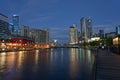 The Yarra River and the Melbourne city at night Royalty Free Stock Photo