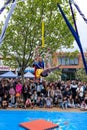 Circus acrobat performing, Melbourne.