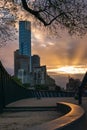 MELBOURNE, AUSTRALIA - 18 October 2019: Eureka Tower viewed from Birrarung Marr in Melbourne, Australia Royalty Free Stock Photo