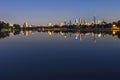Melbourne Australia Skyline viewed from Albert Park Lake at Sunrise Royalty Free Stock Photo