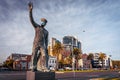 Melbourne, Australia - Statue in Port Melbourne with face mask on put on by pranksters