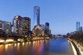 Melbourne Australia on the Yarra River Twilight Royalty Free Stock Photo