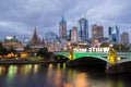 Melbourne CBD and Princes Bridge during the White Night Festival Royalty Free Stock Photo