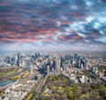 Melbourne City Aerial View Panorama Skyline Cityscape. Fitzroy Gardens, Federation Square, Princes Bridge on Yarra River from Royalty Free Stock Photo