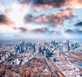 Melbourne City Aerial View Panorama Skyline Cityscape. Fitzroy Gardens, Federation Square, Princes Bridge on Yarra River from Royalty Free Stock Photo