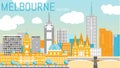 Melbourne city flat vector illustration.