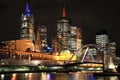 Melbourne City at Night Royalty Free Stock Photo