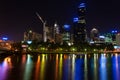 Melbourne city night-cap with lights reflecting in the Yarra river Royalty Free Stock Photo