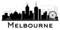 Melbourne City skyline black and white silhouette. Royalty Free Stock Photo