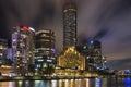 Melbourne city skyline over Yarra river after dark Royalty Free Stock Photo