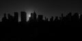 Melbourne city skyline silhouetted by a dramatic sunset in black and white Royalty Free Stock Photo