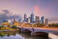 Melbourne city skyline at twilight, Australia Royalty Free Stock Photo