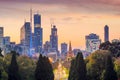 Melbourne city skyline at twilight in Australia Royalty Free Stock Photo